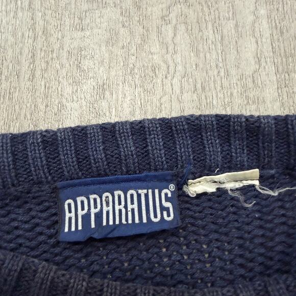 Vintage Apparatus Sweater Size Small Cable Knit Colorblock 90s Crewneck Preppy - Picture 4 of 7